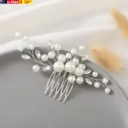 Wedding Bride Pearl Hair Side Comb Silver Rhinestone Bridal Hair Clips Crystal H