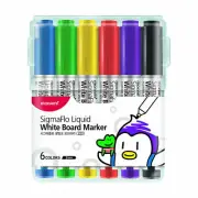 Monami Whiteboard Markers Liquid Direct Feed Bullet Tip 6 Color Set