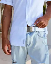 [Lucid] Lucid Men's Viper Web Belt in White/Silver One Size White/Silver
