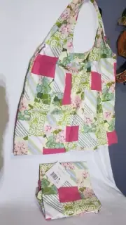 Vintage Country Living 2 Patchwork Reversible Reusable Fabric Grocery Bags New