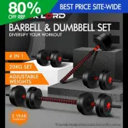 BLACK LORD 20kg Dumbbell Set 4in1 Adjustable Barbell Weight Home Gym Fitness