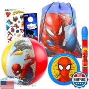 Marvel Spiderman Pool Set for Boys - 4 Pc Beach Toys Bundle with Beach Ball,
