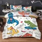 Blue Big Dinosaur 3D Printing Duvet Quilt Doona Covers Pillow Case Bedding Sets