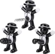 Black Cool Man Bottle Opener, Upgrade Wine Bottle Opener Happy Man Wine Bottle Stopper Beverage Wine Bottle Corkscrew Funny Waiters Corkscrew Cork Bee