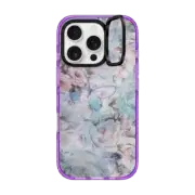 iPhone 16 Pro Impact Ring Stand Case MagSafe Compatible Shabby vintage pastel pink teal floral butterfly
