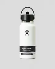 [Hydro Flask] Hydro Flask 32Oz Wide Mouth With Flex Straw Cap in White One Size
