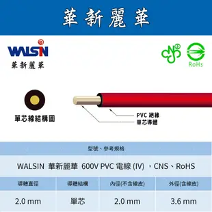 🔥24H ✨附發票✨ 2.0mm 單芯線 華新麗華電線 WALSIN/華新單心線/2平方/2mm/2.0mm/單股實心線