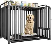 Indoor Dog Crate,Heavy Duty Dog Crate Cage With Wheels,kennel For Dogs With Sturdy Locks, Double Door And Tray,Strong Load-bearing And Chew-resistant, Dog Crate For Medium/large Dogs