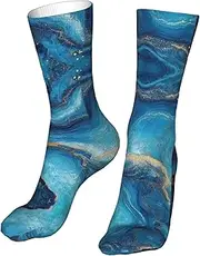 [CSIVKEJ] Crew Socks Comfort Casual Athletic Multi Design Socks For Women Men, Blue 16, One Size, Blue 16, One size