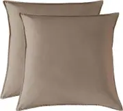Twin Pack Vintage Washed Microfibre European Pillowcase (Truffle, Square)