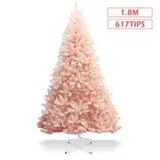 Giantex 180CM Pink Christmas Tree W/617 Branch Tips 3-section Hinged Xmas Tree Seasonal Holiday Decor for Home Office Store Party