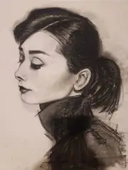 Audrey Hepburn Original Graphite On Paper 20 1/2 " X 28 1/2" Framed