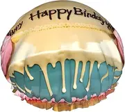 Happy Birthday Big Cake Print Shower Cap For Women Men Reusable Lightweight Soft Bath Hair Cap With Elastic Band