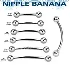 1PC. Surgical Steel Nipple Ring Curved Barbell and Tongue Snake-Eyes Piercings