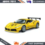 Bburago 1:24 Diecast Model Ferrari 488 Challenge #25 Yellow with Blue Stripes