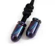 EDC 1PC Titanium Damascus Bullet Shape Knife Lanyard Bead Paracord Pendant Craft