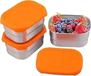 3Pcs Stainless Steel Snack Containers for Kids, 8oz Leakproof Reusable Food Containers with Silicone Lid, Snack Toddler Box Dishwasher Freezer Safe for Daycare School Wook (3PCS)