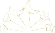 Alipis Moon Star Cake Topper Set 6pcs Gold Shiny Metal Cake Decorations for Baking Unique Topper Picks for Birthday Dessert