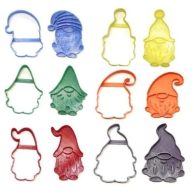 GARDEN GNOMES SET OF 12 OUTLINE COOKIE CUTTERS AND DETAILED STAMPS USA PR1618