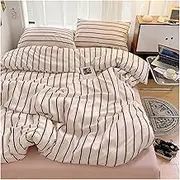 ALturn Green Stripe Series Printed Soft Bedding Set Duvet Cover Bedclothes Bedspread Pillowcases Flat Sheets Comforter Sets Compatible with Girls,Bedding Set