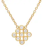 Gurhan 24K Yellow Gold Pointelle Diamond Bezel Cluster Pendant Necklace, 16-18