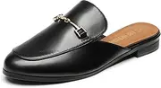 [DREAM PAIRS] Mules for Women Flats Comfortable Buckle Mules Slip on Slides Backless Loafers Shoes