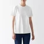 【MUJI 無印良品】女有機棉柔滑圓領短袖T恤 L 白色