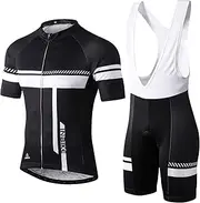 [INBIKE] Mens Cycling Jerseys Shorts Men Bike Suits 3D Gel Padded Bib Short, White+Bib Shorts, s
