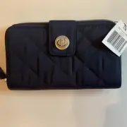 NWT~Vera Bradley Classic Navy RFID Turnlock Wallet ￼