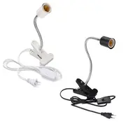 10CM E27 Flexible Pet LED Light Lamp Bulb Adapter Holder Socket with Clip On Off Switch EU US Plug US PLUG BLACK