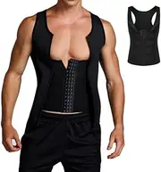 Men'S Zipper Waist Trainer Trimmer Vest,Sauna Shirt for Body Slimming,Compression Tank Top Men Slimming,Waist Trainer for Belly Fat Zipper