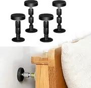 Neatbuddy 4PCS Black Adjustable Bed Frame Anti-Shake Tool, Headboard Stoppers with Free Furniture Pads and Screws, No More Creaking, Protect The Wall from Banging, Easy to Install (1.18"-3.54")