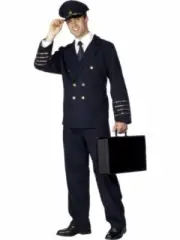Smiffys, Mens Pilot Costume, Jacket, Pants and Hat, Size 28621 Large