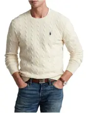 [Polo Ralph Lauren] Cable-Knit Wool-Cashmere Sweater in Natural