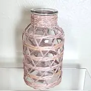 Bohemian Decorative Vase Wrapped in Wicker, NWOT