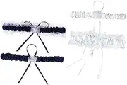 [JEWEDECO] Bridal Garters Set Elegant Wedding Garters Bow Rose Petal Lace Leg for Wedding Party
