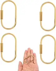 [Gosknor] 4pcs Brass Screw Lock Keychains, Durable Gold Key Ring Simple Key Fob Holder Carabiner Keyring Clip Car Key Chain Accessories for Men Women, Gold