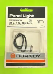 BURNDY RK232-2 RK2322 RK231-2 Snap-In RED Panel Light Round 24V 1W 6" Leads