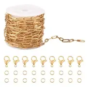 5M/set Golden Paperclip Chains Clasps Jump Rings Bracelet Necklace Making Kit