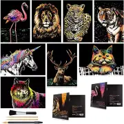 (Animal Series) - Scratch Art for Kids & Adults, Rainbow Engraving Painting Land
