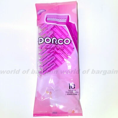 10 DORCO Twin Blade Disposable Razors Legs Armpits Body Hair Sharp Blade Womens