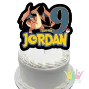 Pokemon Charizard Cake Topper. PERSONALISED Lolly Loot Bag Party Supplies Flags