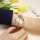 CITIZEN / 光動能 簡約時尚 晶鑽 藍寶石水晶玻璃 不鏽鋼手錶-米白色x鍍玫瑰金/34mm