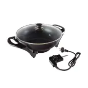 33cm Electric Wok Non-Stick Fry Pan Lid Multi-Functional Cooker Durable 2 layers