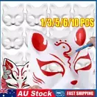 1-10Pcs Mask Half Face Hand-painted Cat Fox Masquerade Halloween Cosplay Prop BC
