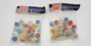 2 VINTAGE GLADDING VITRO AGATE 25 COUNT BAG OF CAGED FINGERED CAT EYES MARBLES