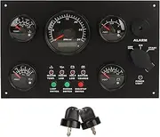Engine Boat Instrument Panel Water Oil Temperature Oil Level Voltage Tachometer 5 Gauge Set for Yachts RVs Trucks Ships Engine Dash Instrument Panel 300x190mm