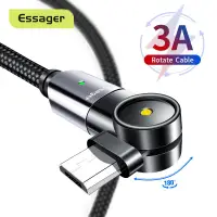 在飛比找蝦皮商城優惠-Essager電線旋轉MicroUSB電纜適用三星小米Mic