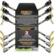 6 Units - 6 Inch - WBC-PRO-Pedal – 22 AWG - Low-Cap (18pF/ft) – Pro-Grade – Graphite-Based - Dual-Shielded Pedal, Effects, Patch, Instrument Cable with Neutrik-Rean Gold Plated Pancake TS Connectors