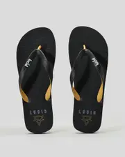 [Lucid] Lucid Men's Framework Flip Flops Slippers in Black/Tan Size 09 09 Black/Tan